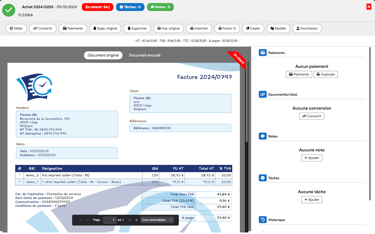 Purchase and supplier invoice management with Peppol in Flexina