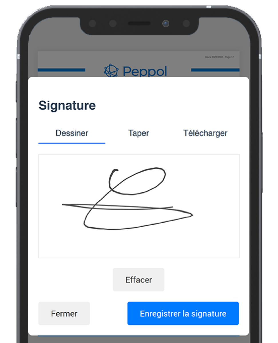 Electronic signature interface on mobile