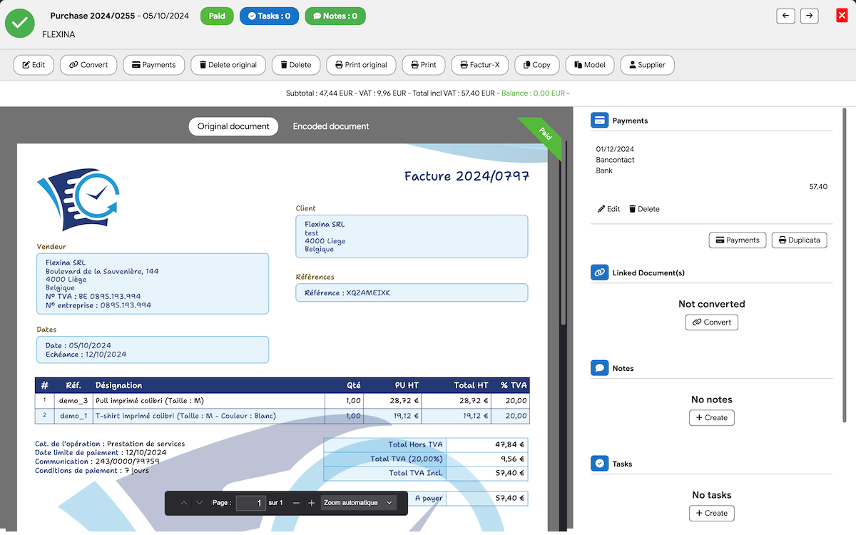 Purchase and supplier invoice management with Peppol in Flexina
