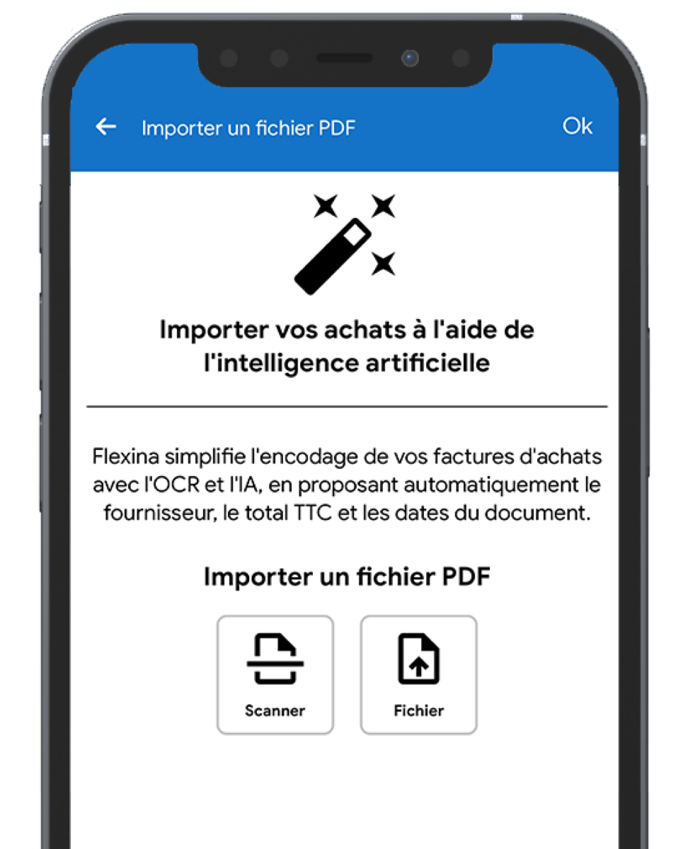 Interface de gestion des factures d'achats sur mobile
