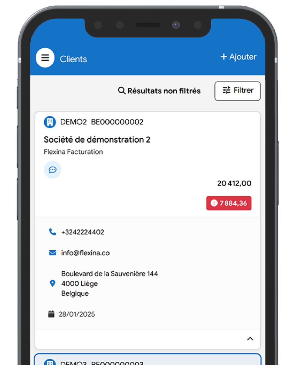 Interface CRM sur mobile
