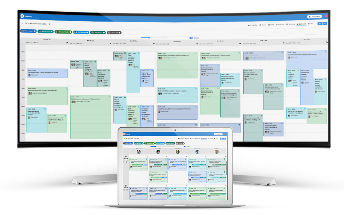 Interface van de Flexina planningssoftware